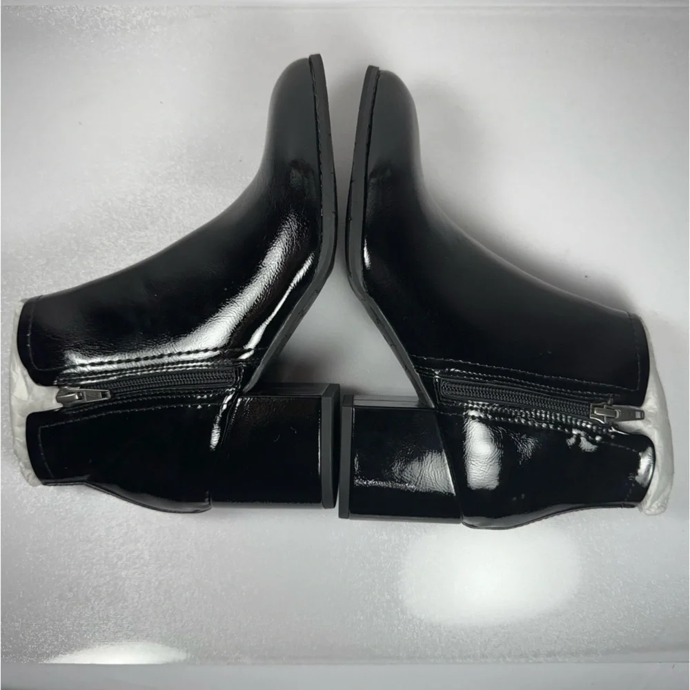 NEW BC Women's Lucky Day Ankle Boot Chunky Heel Bootie in Patent Black Size 7 - Picture 8 of 10